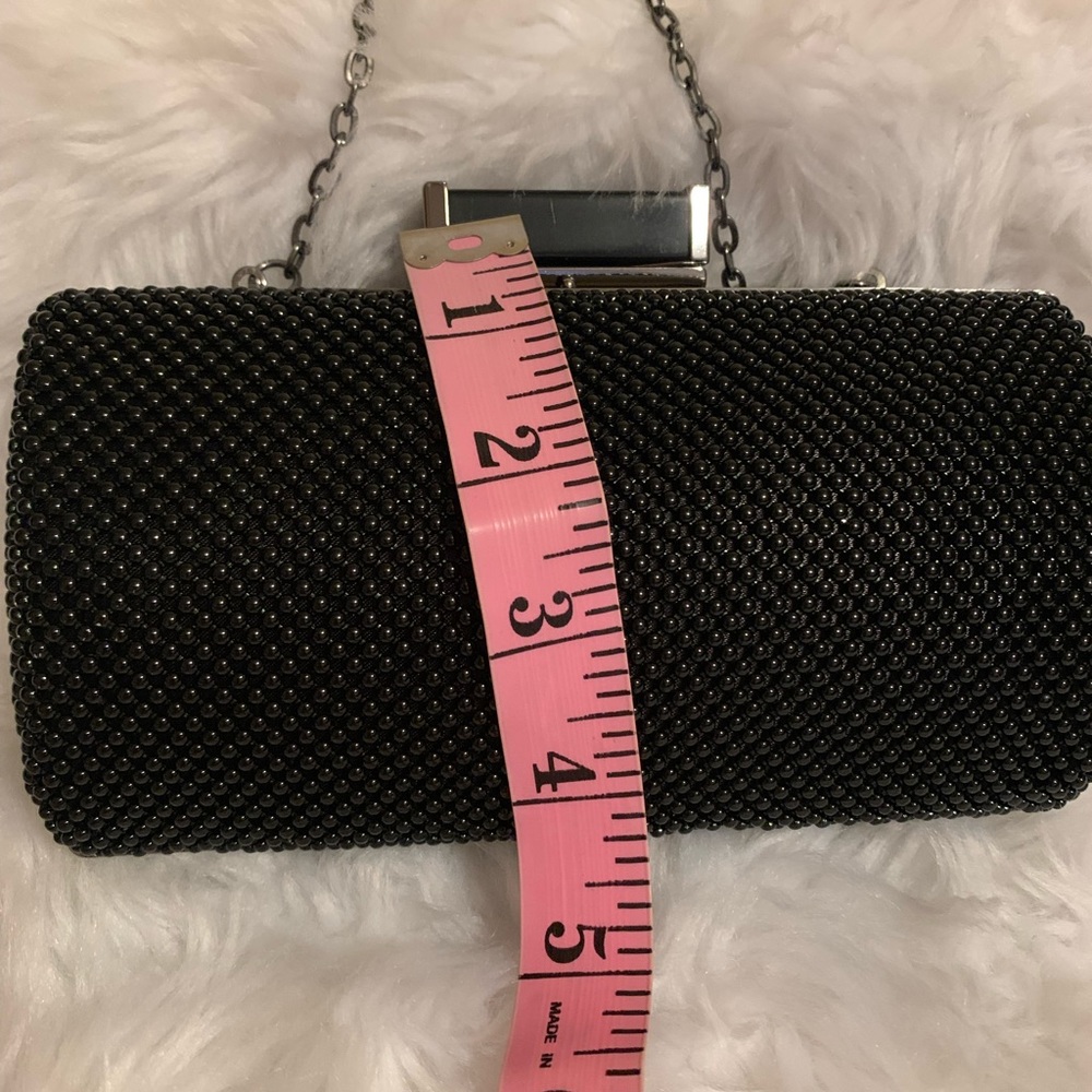 JESSICA McCLINTOCK elegant black  Mesh with beaded detailing clutch LNWOT - Picture 9 of 12